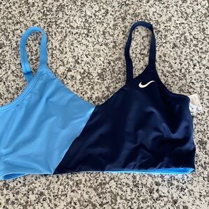 Nike Women's Swim top  - Light Blue and Navy. SIZE Large